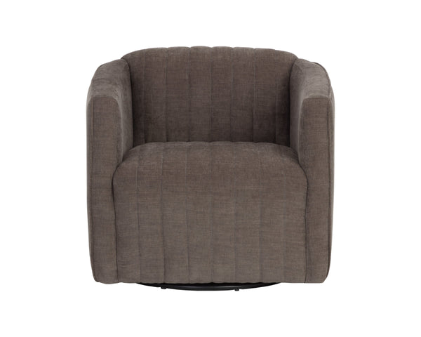 Sunpan Garrison Channel Tufted Swivel Lounge Chair with Steel Base for Modern Living Spaces 112950
