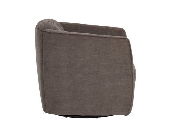 Sunpan Garrison Channel Tufted Swivel Lounge Chair with Steel Base for Modern Living Spaces 112950
