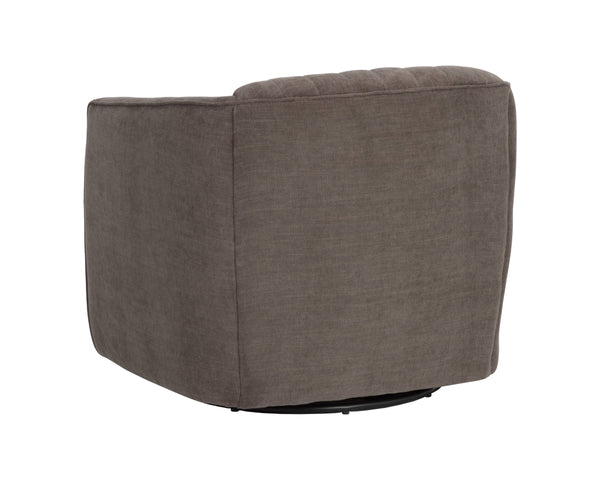 Sunpan Garrison Channel Tufted Swivel Lounge Chair with Steel Base for Modern Living Spaces 112950