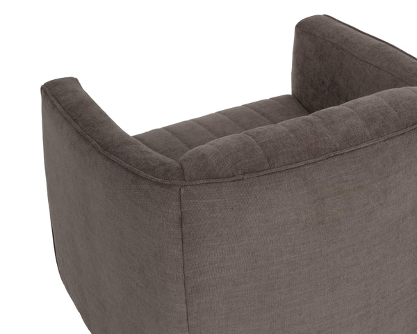 Sunpan Garrison Channel Tufted Swivel Lounge Chair with Steel Base for Modern Living Spaces 112950
