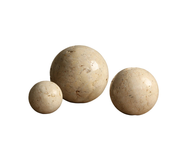 Sunpan Europa Natural Stone Sphere Artisan Carved Sculptural Decor for Console or Coffee Table Large 112951