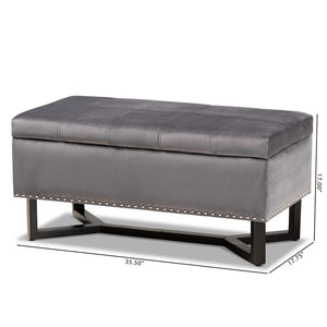 Baxton Studio Baxton Studio Elegant Velvet Storage Ottoman with Lift-Top Design and Contemporary Nailhead Trim Grey WS-20716-Grey/Espresso-Otto