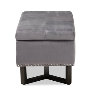 Baxton Studio Baxton Studio Elegant Velvet Storage Ottoman with Lift-Top Design and Contemporary Nailhead Trim Grey WS-20716-Grey/Espresso-Otto