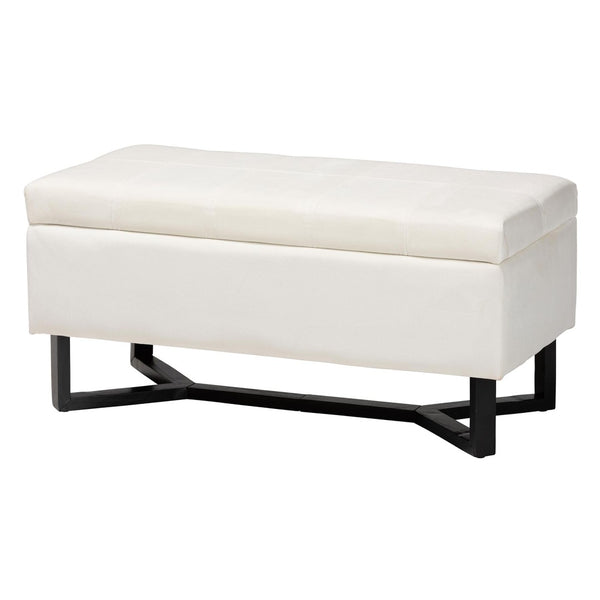 Baxton Studio Baxton Studio Elegant Velvet Storage Ottoman with Lift-Top Design and Contemporary Nailhead Trim Beige WS-20716-Beige/Espresso-Otto