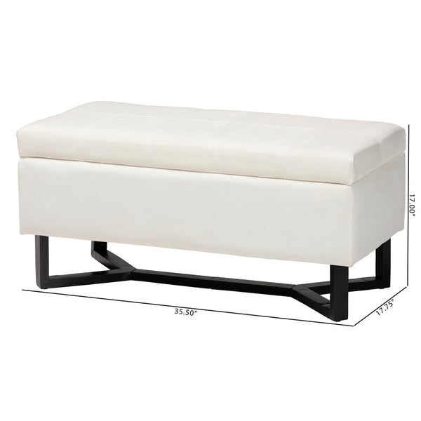 Baxton Studio Baxton Studio Elegant Velvet Storage Ottoman with Lift-Top Design and Contemporary Nailhead Trim Beige WS-20716-Beige/Espresso-Otto