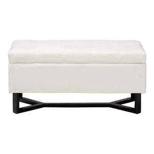 Baxton Studio Baxton Studio Elegant Velvet Storage Ottoman with Lift-Top Design and Contemporary Nailhead Trim Beige WS-20716-Beige/Espresso-Otto
