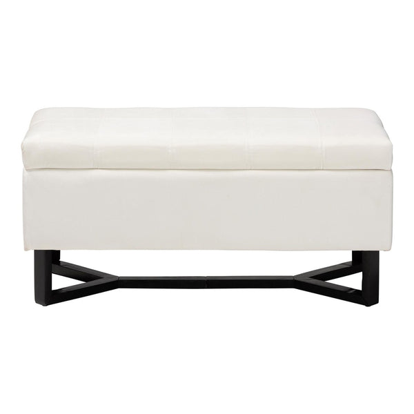 Baxton Studio Baxton Studio Elegant Velvet Storage Ottoman with Lift-Top Design and Contemporary Nailhead Trim Beige WS-20716-Beige/Espresso-Otto