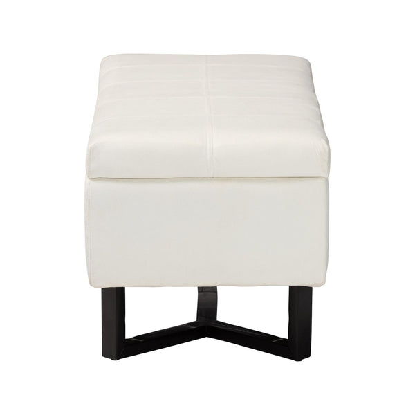 Baxton Studio Baxton Studio Elegant Velvet Storage Ottoman with Lift-Top Design and Contemporary Nailhead Trim Beige WS-20716-Beige/Espresso-Otto