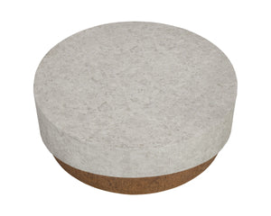 Sunpan Leda Round Concrete Coffee Table with Faux Marble Top and Wood Grain Base 112976