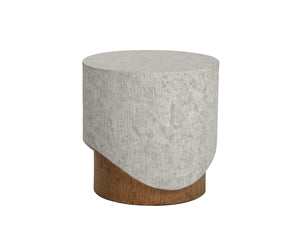 Sunpan Leda Concrete Side Table Faux Marble Top and Wood Grain Base Contemporary Accent 112977