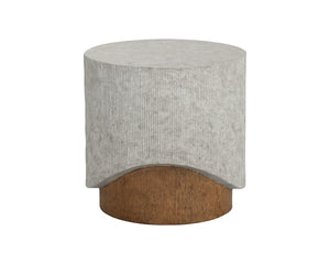 Sunpan Leda Concrete Side Table Faux Marble Top and Wood Grain Base Contemporary Accent 112977