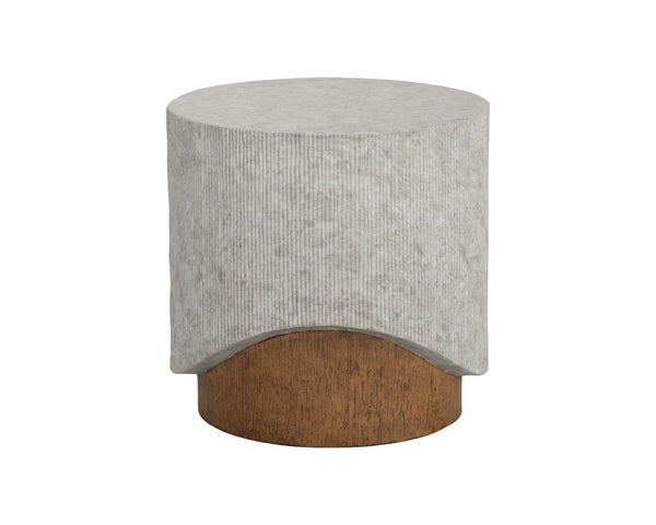Sunpan Leda Concrete Side Table Faux Marble Top and Wood Grain Base Contemporary Accent 112977