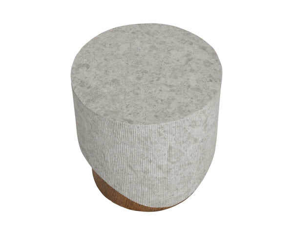 Sunpan Leda Concrete Side Table Faux Marble Top and Wood Grain Base Contemporary Accent 112977