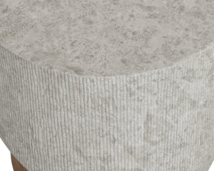 Sunpan Leda Concrete Side Table Faux Marble Top and Wood Grain Base Contemporary Accent 112977