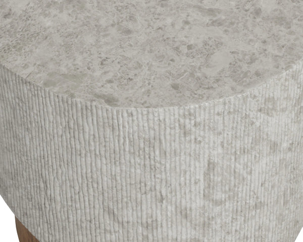 Sunpan Leda Concrete Side Table Faux Marble Top and Wood Grain Base Contemporary Accent 112977