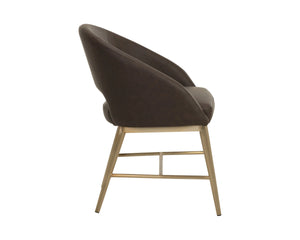 Sunpan Abelson Faux Leather Dining Armchair with Antique Brass Base for Refined Spaces 112987