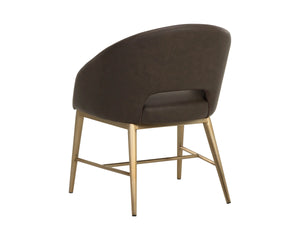 Sunpan Abelson Faux Leather Dining Armchair with Antique Brass Base for Refined Spaces 112987