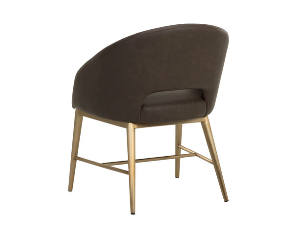 Sunpan Abelson Faux Leather Dining Armchair with Antique Brass Base for Refined Spaces 112987