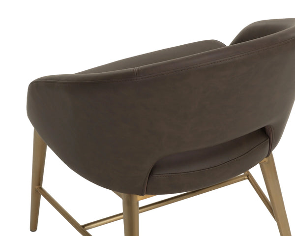 Sunpan Abelson Faux Leather Dining Armchair with Antique Brass Base for Refined Spaces 112987