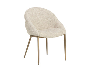 Sunpan Caprielle Tufted Upholstered Dining Armchair with Brushed Metal Legs and Beehive Backrest 112992