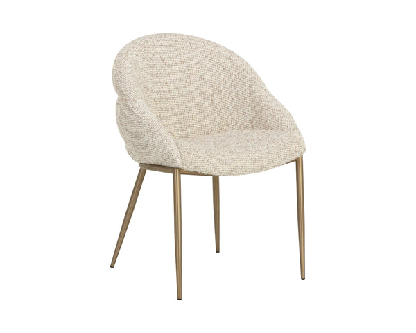 Sunpan Caprielle Tufted Upholstered Dining Armchair with Brushed Metal Legs and Beehive Backrest 112992