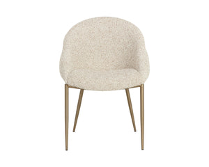 Sunpan Caprielle Tufted Upholstered Dining Armchair with Brushed Metal Legs and Beehive Backrest 112992