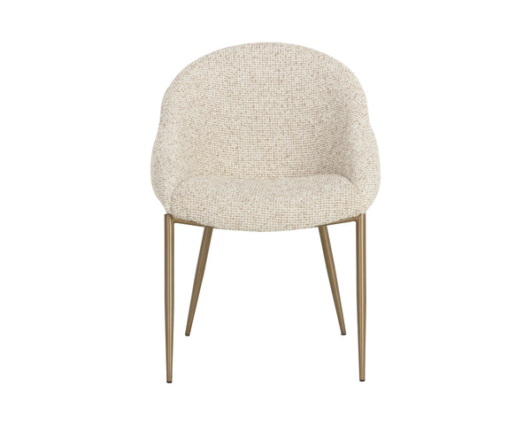 Sunpan Caprielle Tufted Upholstered Dining Armchair with Brushed Metal Legs and Beehive Backrest 112992