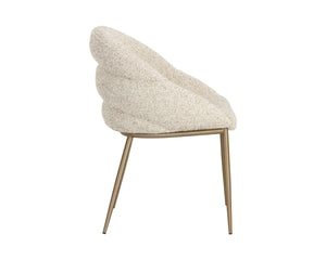 Sunpan Caprielle Tufted Upholstered Dining Armchair with Brushed Metal Legs and Beehive Backrest 112992