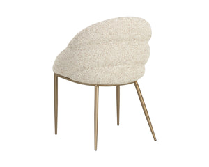 Sunpan Caprielle Tufted Upholstered Dining Armchair with Brushed Metal Legs and Beehive Backrest 112992
