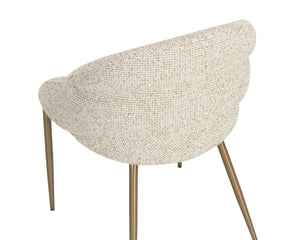 Sunpan Caprielle Tufted Upholstered Dining Armchair with Brushed Metal Legs and Beehive Backrest 112992
