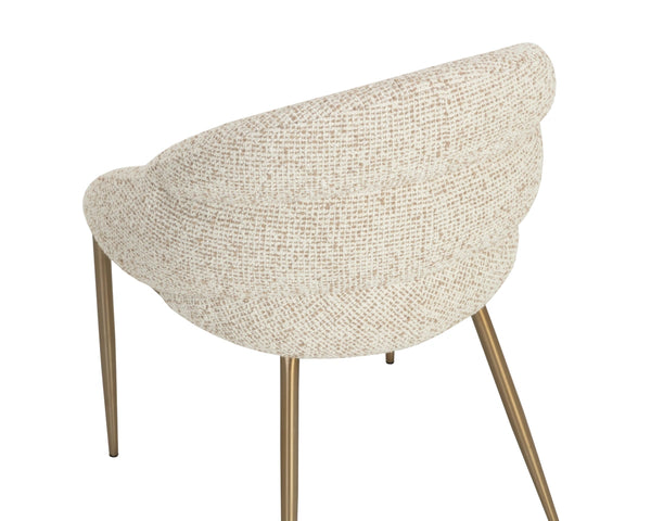 Sunpan Caprielle Tufted Upholstered Dining Armchair with Brushed Metal Legs and Beehive Backrest 112992
