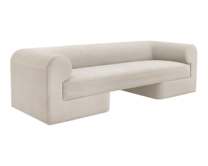 Sunpan Ionic Curved Sofa with Two-Tone Upholstery for Modern Living Room Comfort Taupe 112993