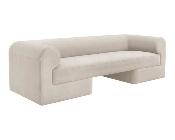 Sunpan Ionic Curved Sofa with Two-Tone Upholstery for Modern Living Room Comfort Taupe 112993