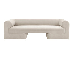 Sunpan Ionic Curved Sofa with Two-Tone Upholstery for Modern Living Room Comfort Taupe 112993