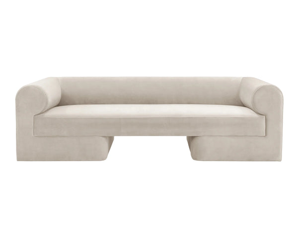 Sunpan Ionic Curved Sofa with Two-Tone Upholstery for Modern Living Room Comfort Taupe 112993