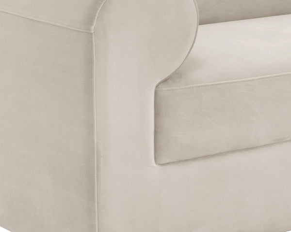 Sunpan Ionic Curved Sofa with Two-Tone Upholstery for Modern Living Room Comfort Taupe 112993