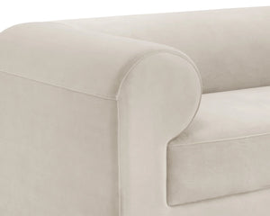 Sunpan Ionic Curved Sofa with Two-Tone Upholstery for Modern Living Room Comfort Taupe 112993