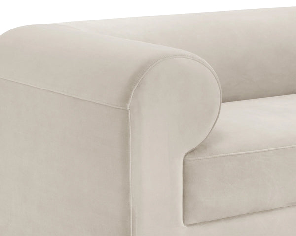 Sunpan Ionic Curved Sofa with Two-Tone Upholstery for Modern Living Room Comfort Taupe 112993