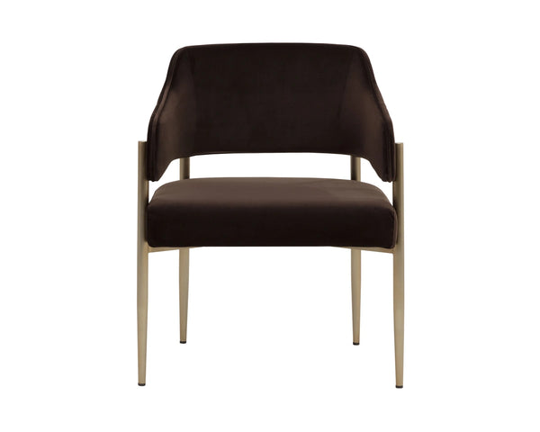 Sunpan Tova Velvet Upholstered Dining Armchair with Sculpted Back and Steel Legs 112996