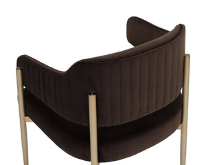 Sunpan Tova Velvet Upholstered Dining Armchair with Sculpted Back and Steel Legs 112996