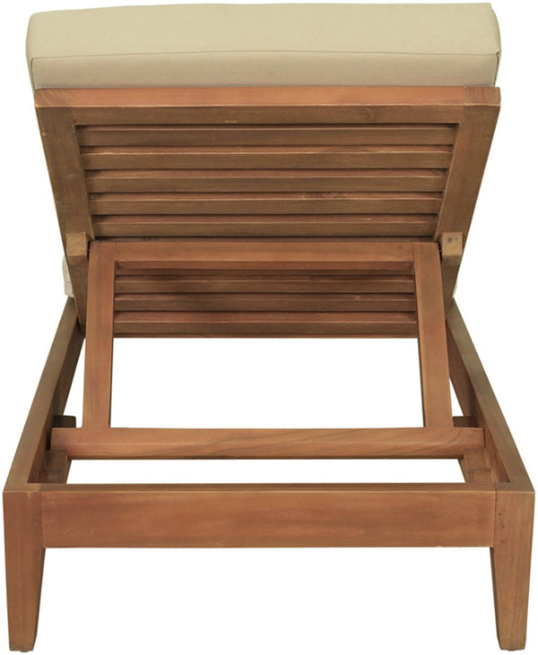 Meridian Furniture Mirella Solid Teak Outdoor Chaise Lounge with Water Resistant Cushion for Pool and Patio Resort Tan 112Tan