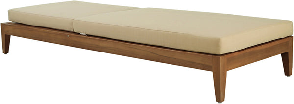 Meridian Furniture Mirella Solid Teak Outdoor Chaise Lounge with Water Resistant Cushion for Pool and Patio Resort Tan 112Tan