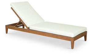 Meridian Furniture Mirella Solid Teak Outdoor Chaise Lounge with Water Resistant Cushion for Pool and Patio Resort Off-White 112White