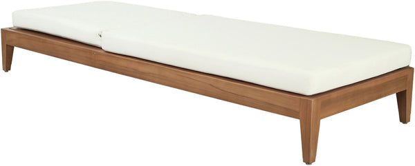 Meridian Furniture Mirella Solid Teak Outdoor Chaise Lounge with Water Resistant Cushion for Pool and Patio Resort Off-White 112White