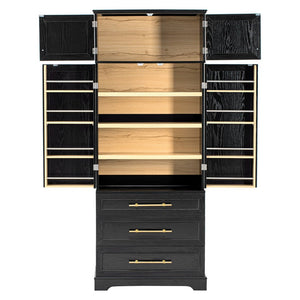 English Elm K&k Farmhouse Pantry Cabinet Tall Freestanding Kitchen Storage with Drawers Shelves Black N707P356569B