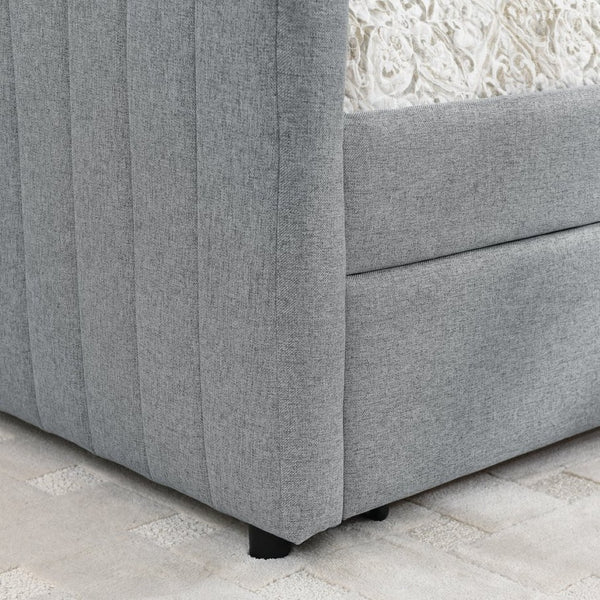 English Elm Queen Size Daybed With Trundle & Drawers – Stylish Grey Upholstered Sofa Bed For Guests & Storage W1413S00067-GIGA