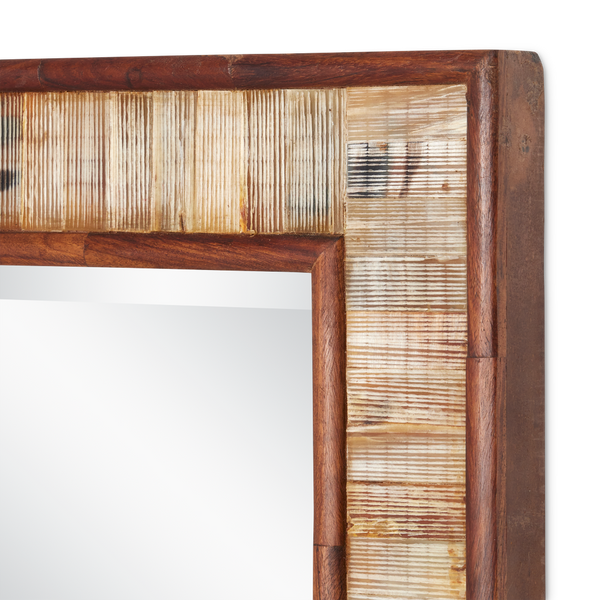 Hyson Medium Square Mirror - Handcrafted Natural Horn Design with Contemporary Style and Unique Details