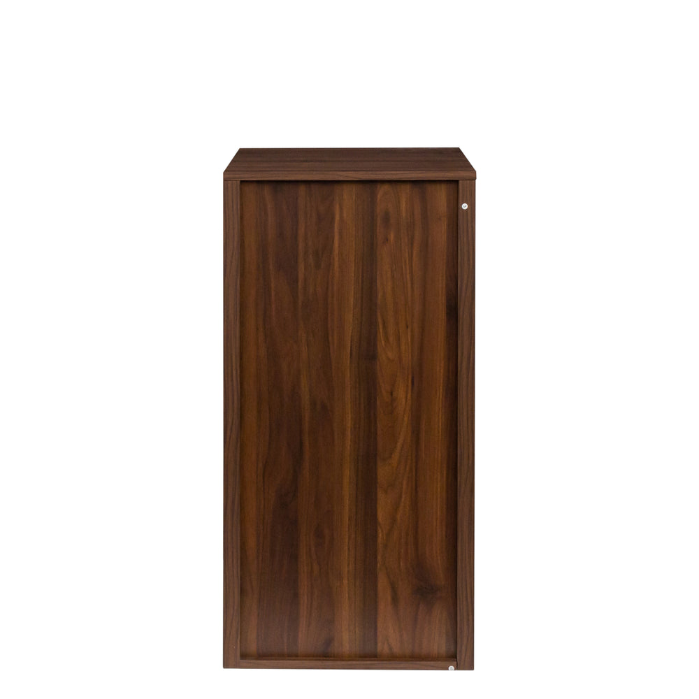 English Elm brown Modular 32-Bottle Wine Cabinet Buffet with Walnut Finish, 32-Slot Storage, Durable Melamine Wood W331P234975
