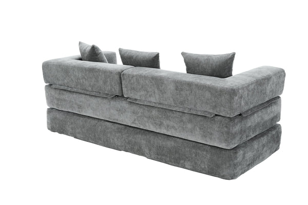 English Elm UNITED Folding Sofa Bed with Removable Cover Zipper, Chenille Memory Foam Sleeper for Small Spaces Gray W1568P293808