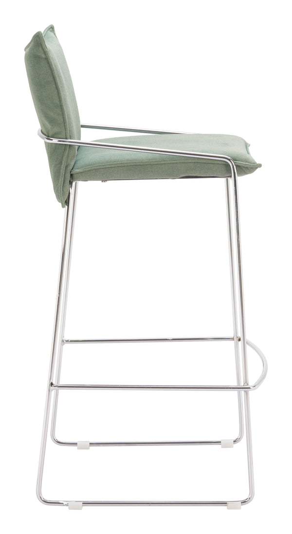 Zuo Modern Pola Barstool - Chic Faux Leather Seating With Plywood And Chrome Steel For Modern Hospitality Spaces Green 100% Polyester,Plywood,Steel 110877-zuo-modern